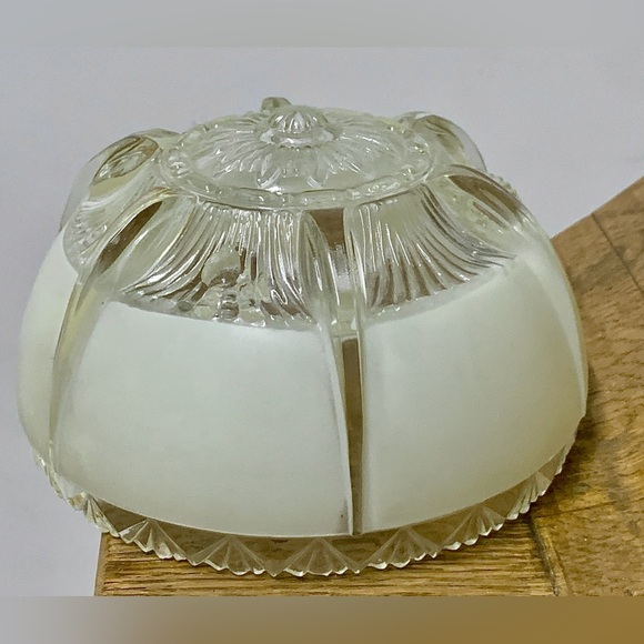 1920s 1930s Antique Art Deco Frosted Glass 3 Hole Canopy Light Shade Diffuser - Picture 14 of 16